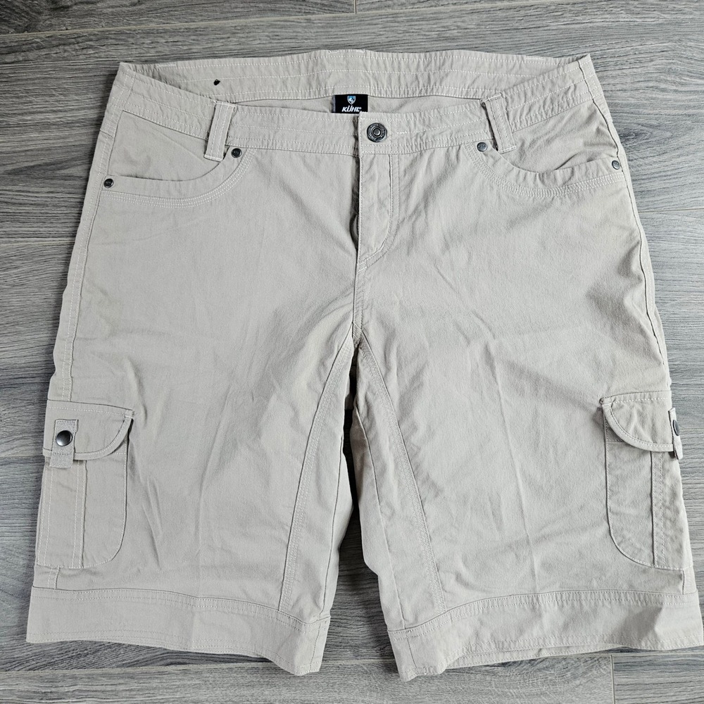 KUHL Womens SPLASH 11'' Cargo UPF 50 Hiking Shorts Size 14 Khaki Quick Dry 6084